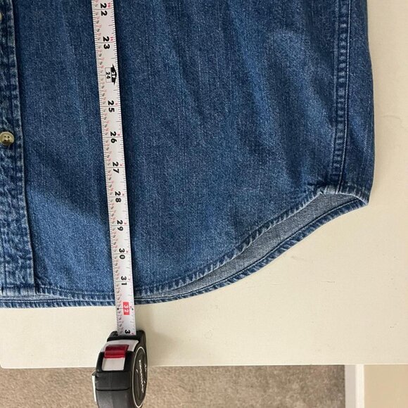 vintage 90s denim preppy western oversized jean button up - Picture 7 of 8